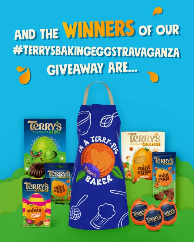 *Woops! We muddled up Tracey and Rachael’s entries, we are very sorry. Rachael made the cheesecake in our Exploding Candy Egg, Tracey made the cheesecake with segments and Terry’s Mini Eggs galore and Isabel made the cupcakes (we got that one right!) well done winners 🥳

And the winners of our #TerrysBakingEggstravaganza Giveaway are...

🎉 Tracey from Suffolk 🎉
🎉 Rachael from South Yorkshire 🎉
🎉 Isabel from Hampshire 🎉 (@izziescakesandbakes)

We’ve been drooling at all of the delicious and Terry-fic bakes and cakes that you’ve all sent in, thank you everyone who entered. There are so many talented bakers in the Terry’s tribe! 🧡

#terryschocolate #baking #easter #winner
